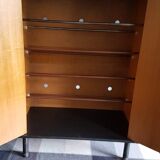 vintage color black metal feet teak wooden Shoe cabinet
