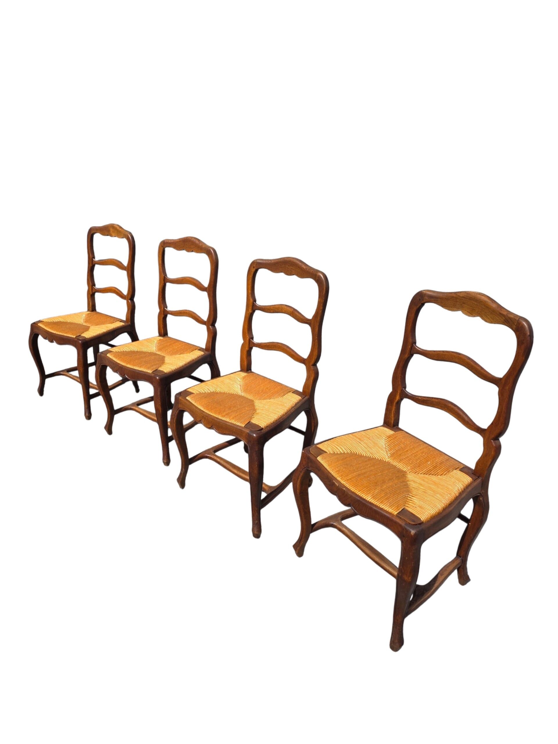 4 Louis XV style chairs in solid oak
