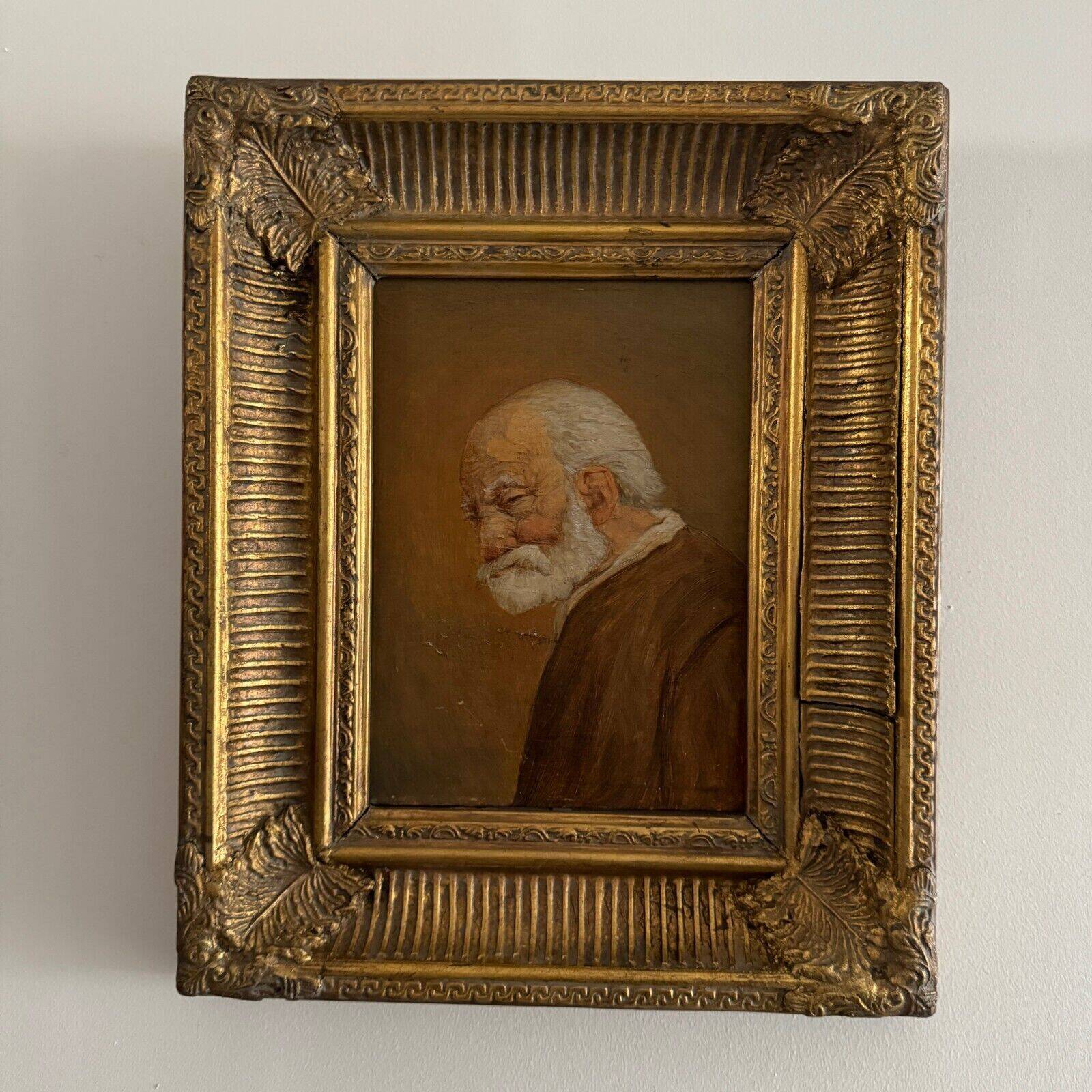 Oil on panel portrait of a bearded man 19th century by Jean