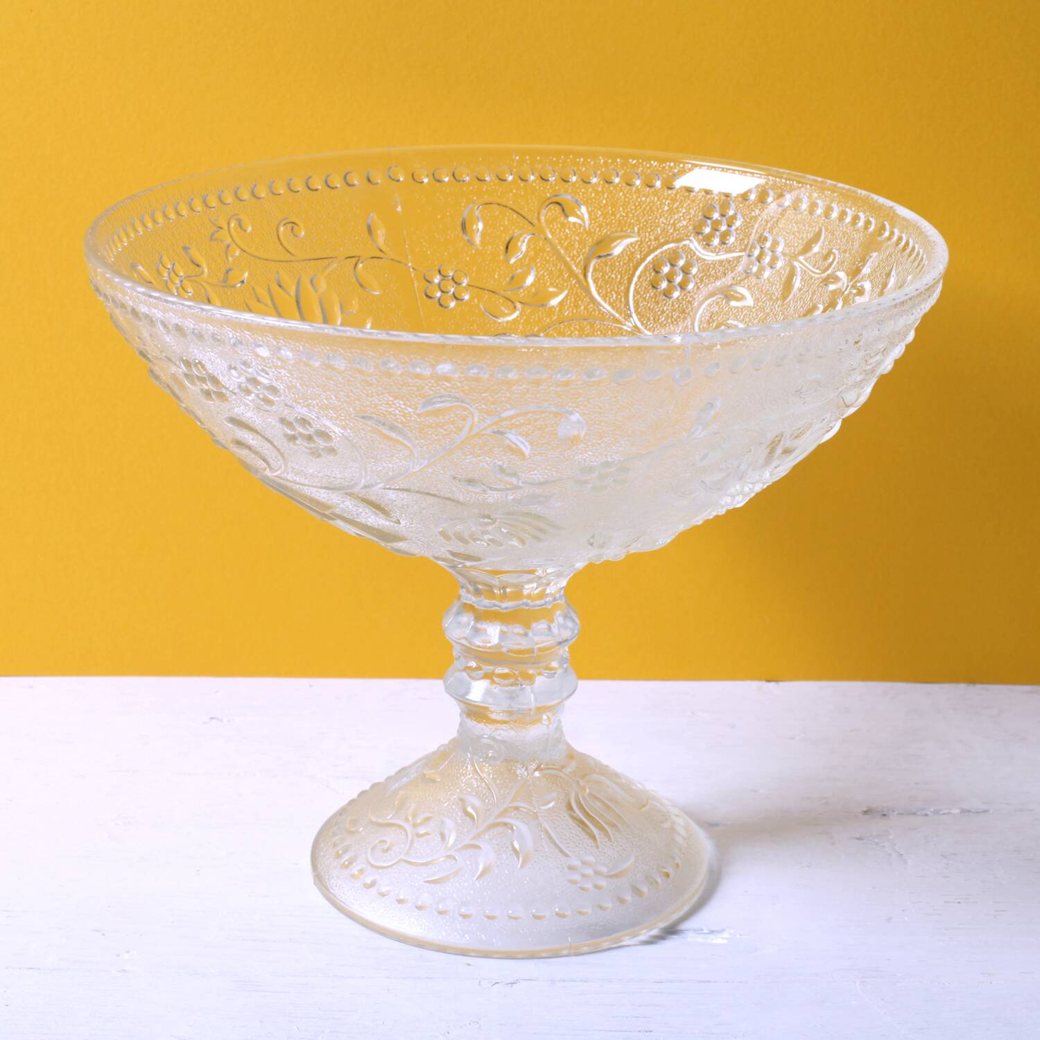 Pressed Glass Pedestal Bowl: Cibulak Pavel Panek Design / 1974