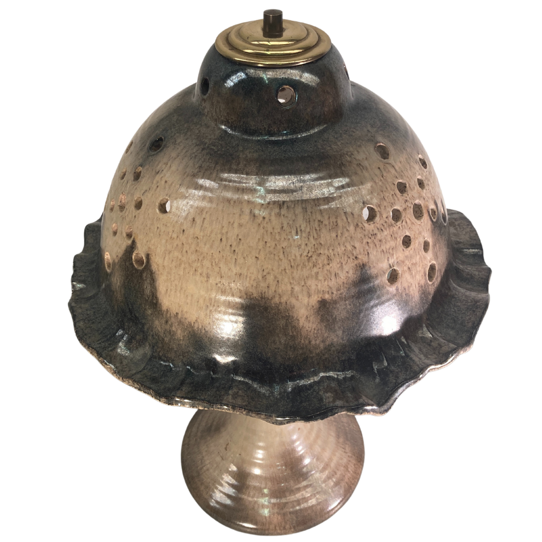 Midcentury ceramic enameled glazed mushroom table lamp