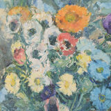 Still life with flowers and photograph