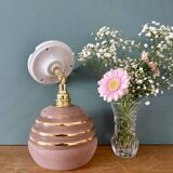 Vintage globe wall light in frosted pink and gold glass.