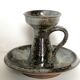 Candlestick signed Thierry and Chantal Robert in enamelled Loir sandstone