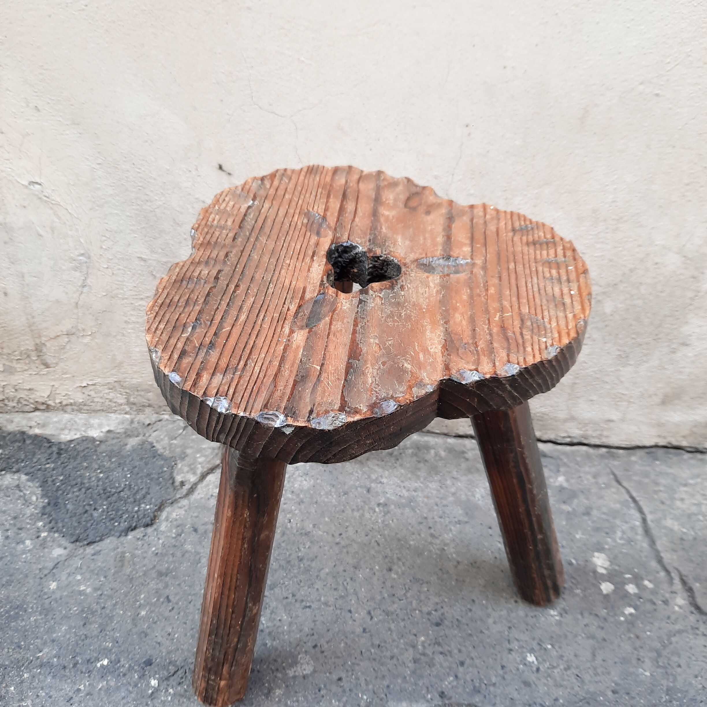 Wooden tripod stool