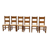 6 solid oak straw farmhouse dining chairs