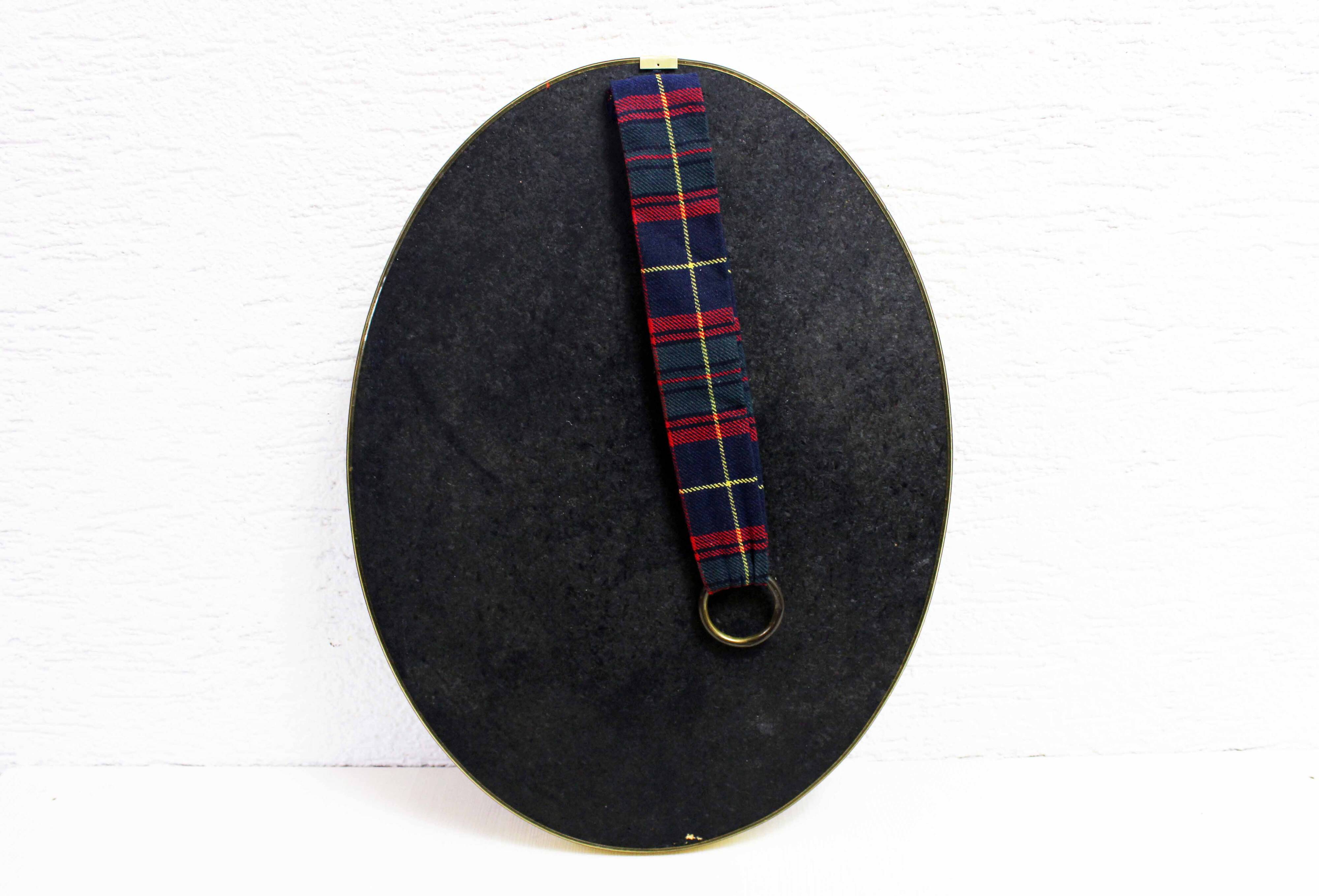 Vintage brass mirror in Scottish fabric