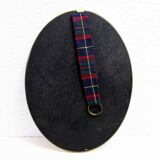 Vintage brass mirror in Scottish fabric