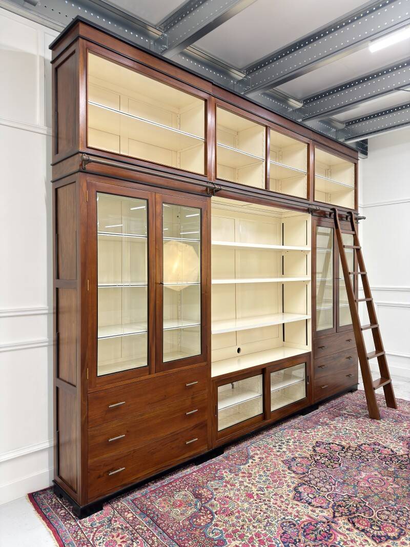 Large Classic English Art Deco Bookcase Library Cabinet