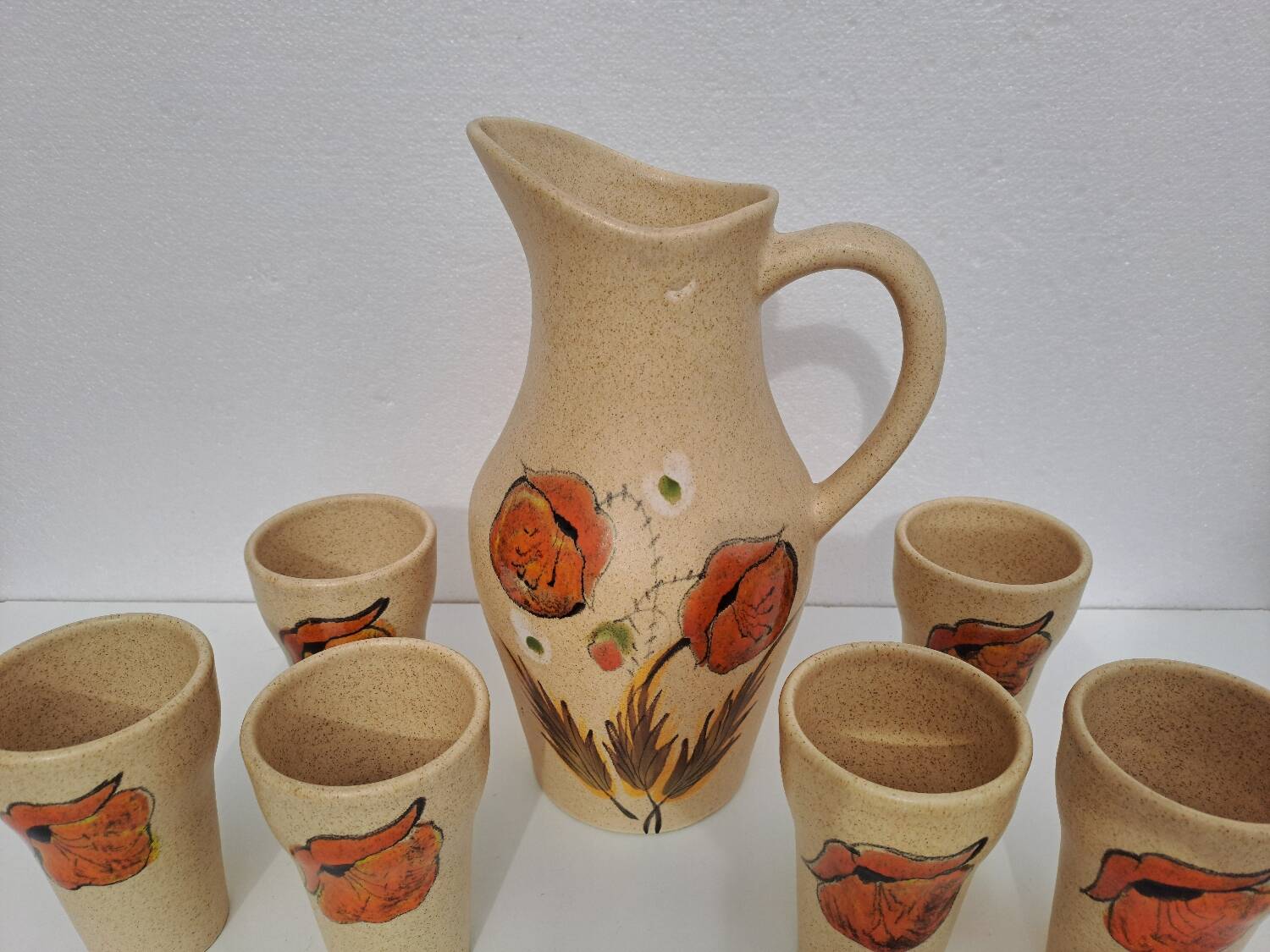 Poet-Laval enameled ceramic orangeade service