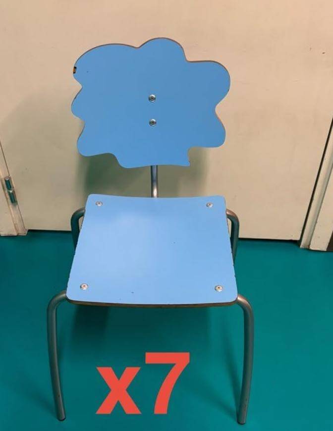 Genuine children's chairs by Agatha Ruiz de la Prada, cloud blue model.