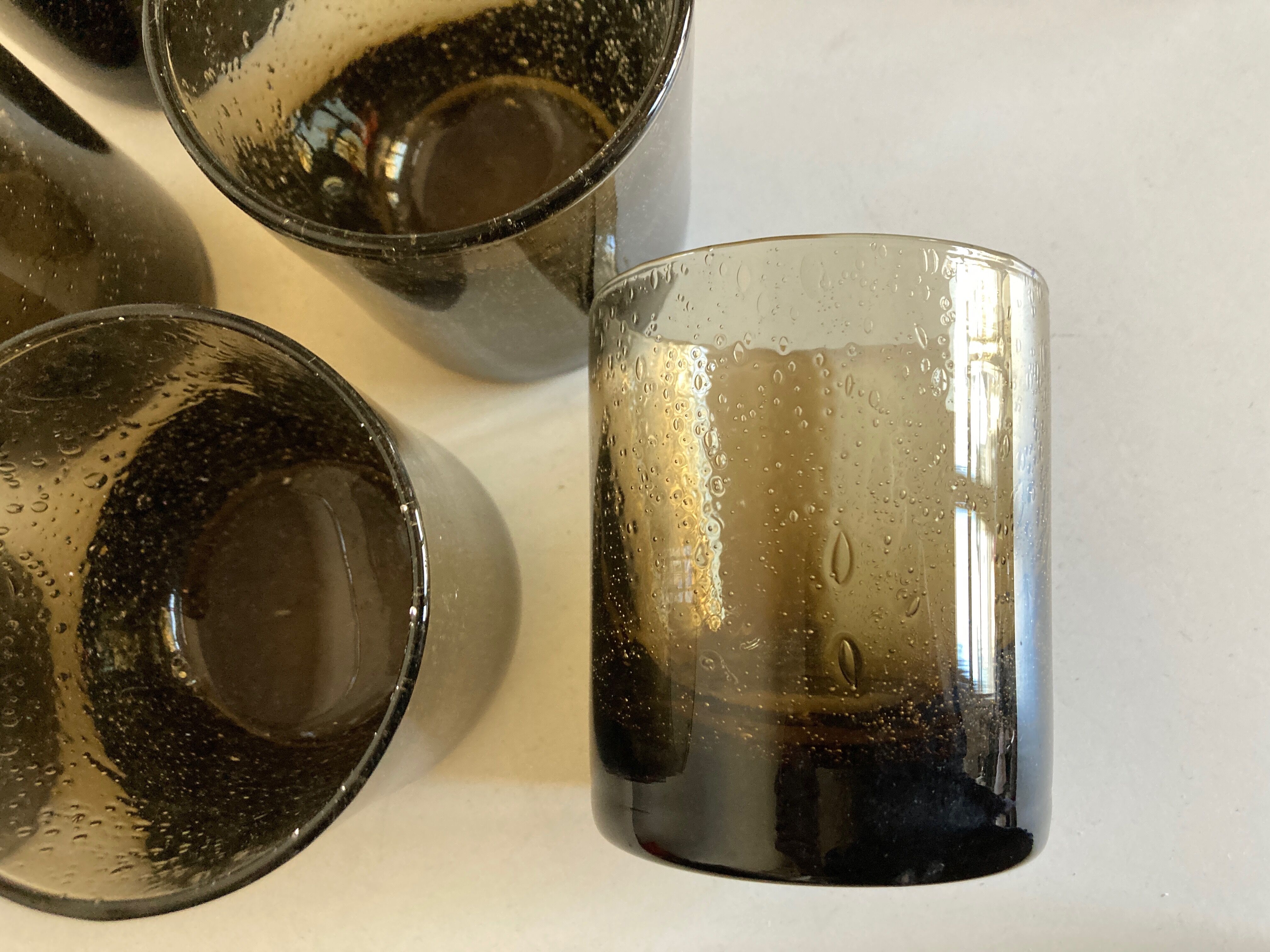 Set de 6 verres gobelets en verre bullé 1970
