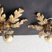 Gilded hand-forged Florentine wall lamp Hans Kögl style, Italy