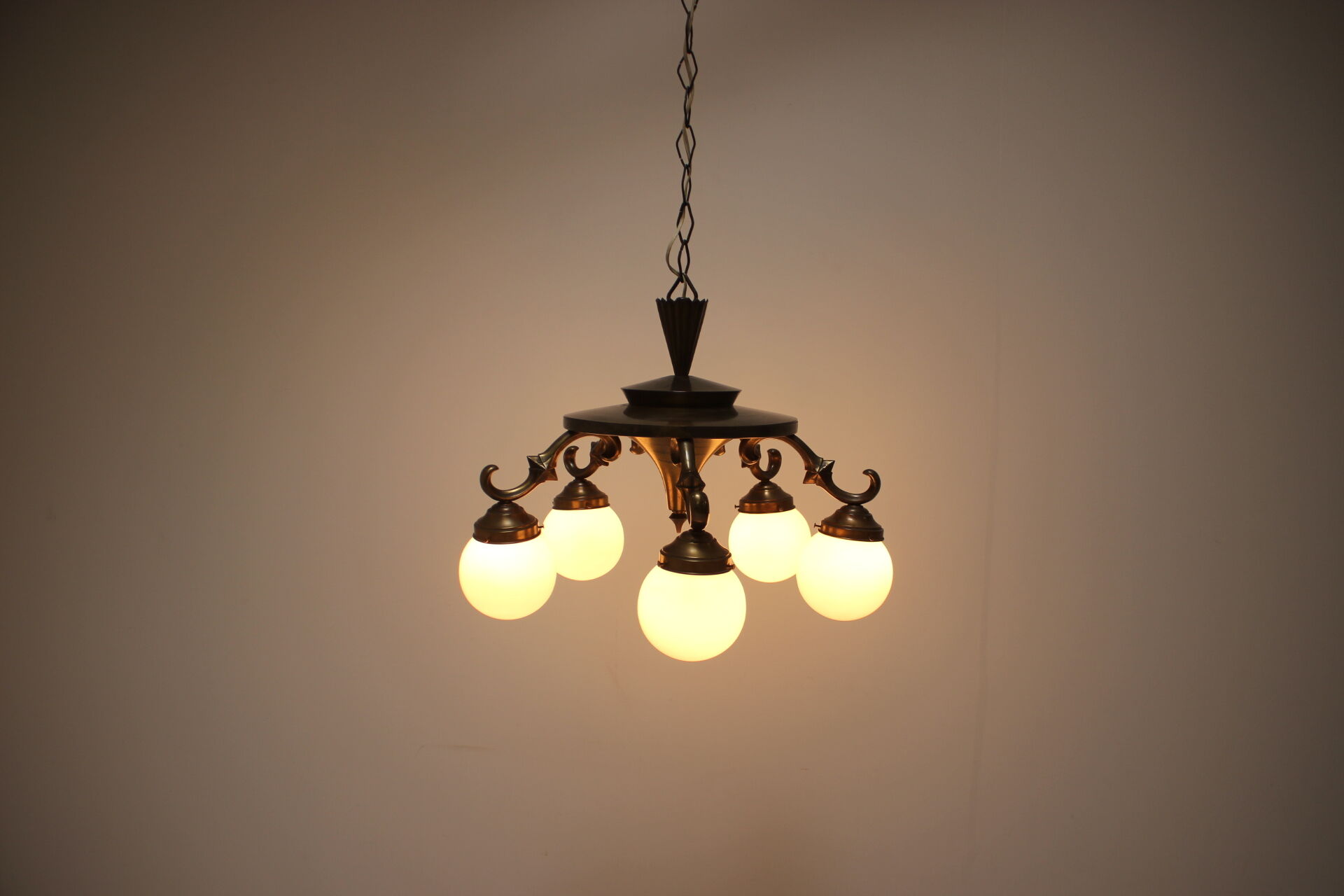 Art deco 5 flamming chandelier 1930s
