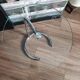 End of sofa, pedestal table, side table paget top in chrome-plated glass base