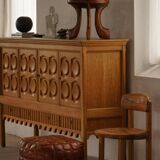 Oromo stool from mid-20th century Africa, hand-carved wood, tribal style.