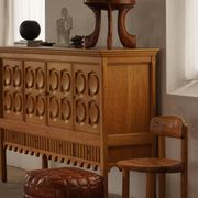 Oromo stool from mid-20th century Africa, hand-carved wood, tribal style.