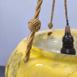 Art Deco Pendant Light, Marbled Glass and Brass, 1930s