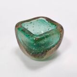 Green Gold Flecked Sommerso Glass Bonbonnière / Trinket Bowl by Venini, Ita