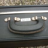 Black antique suitcase, registered trademark scot