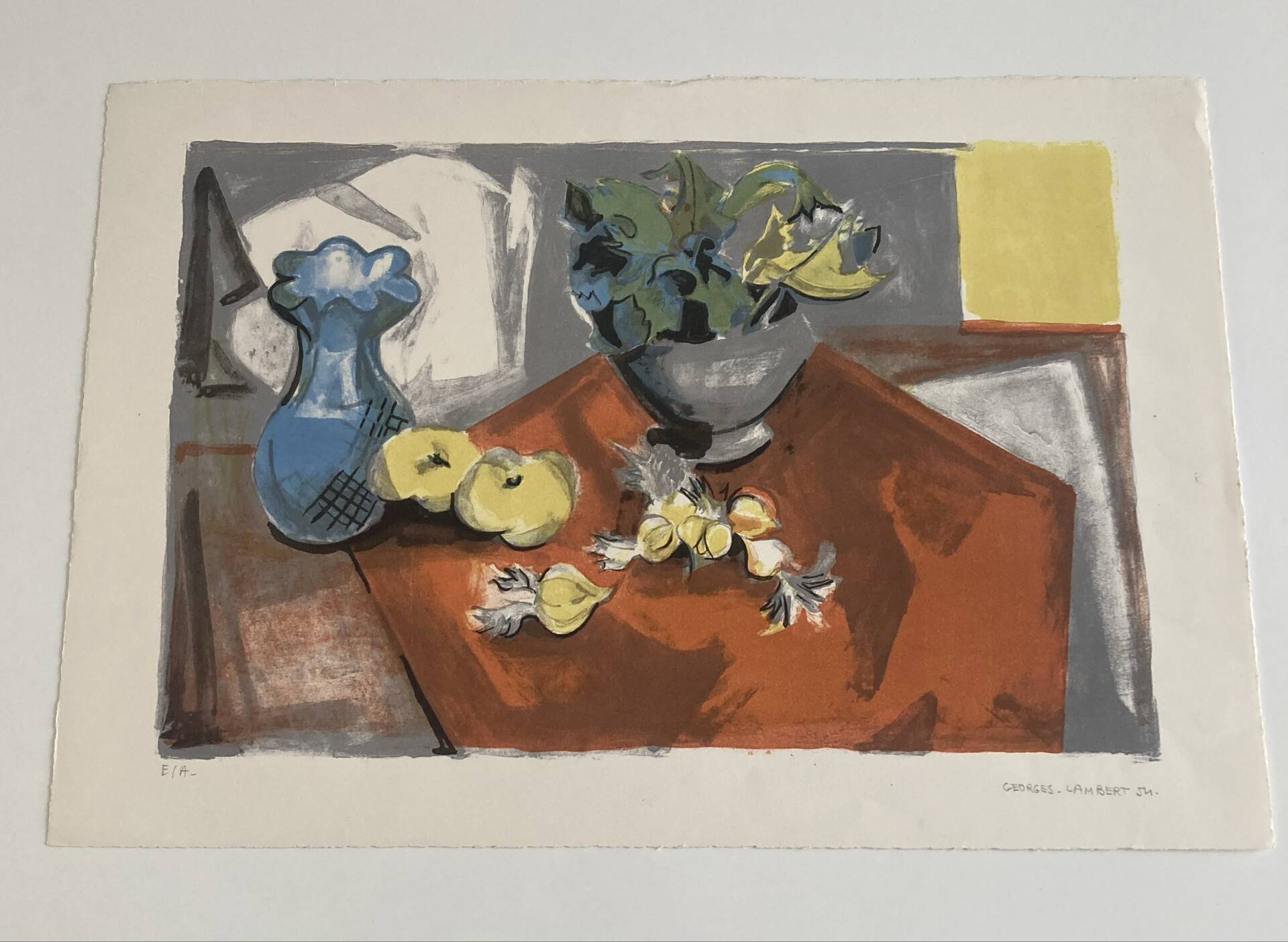 Lithographie signée Georges Lambert - Nature Morte - 1954