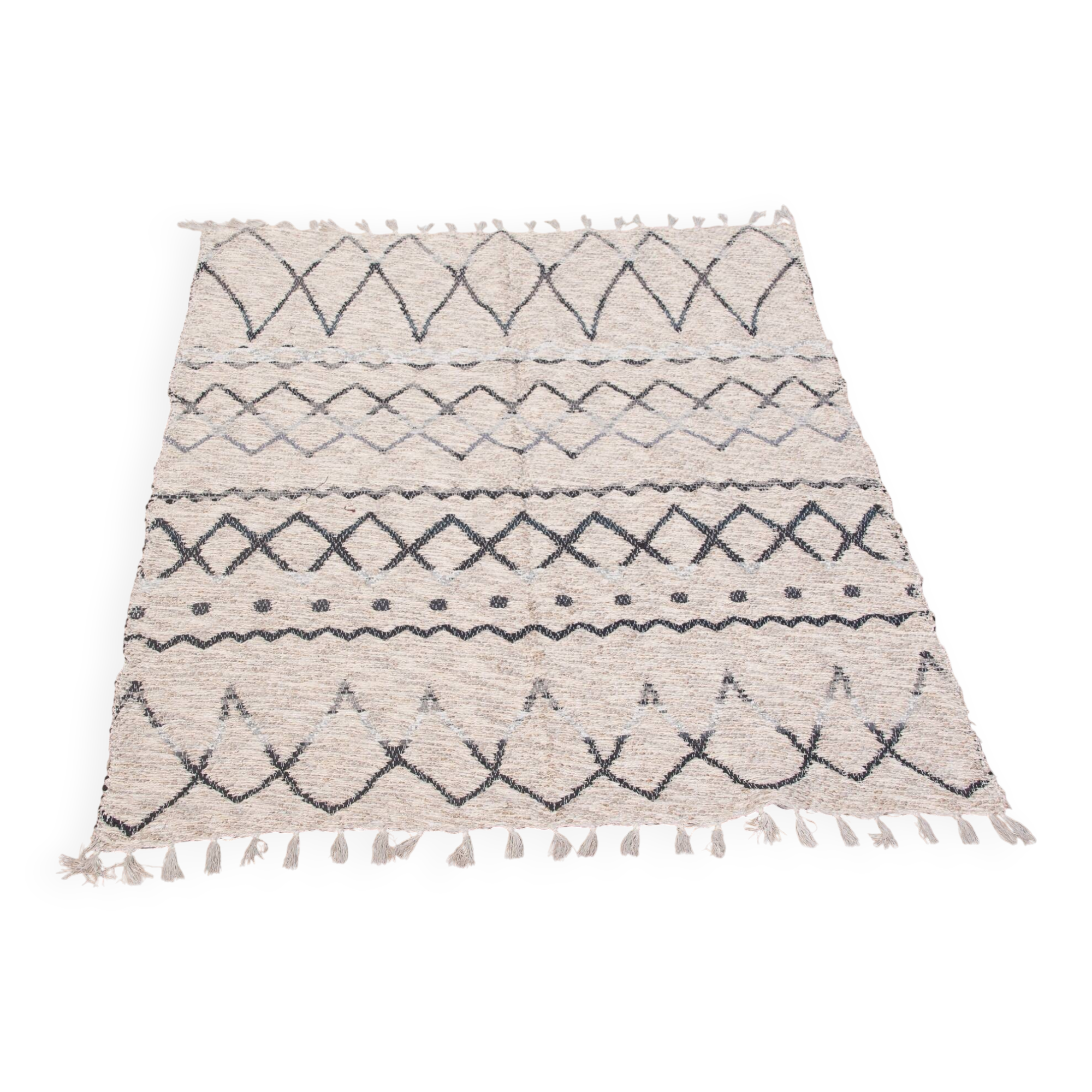 Recycled cotton handcrafted rug - Reversible - Grey