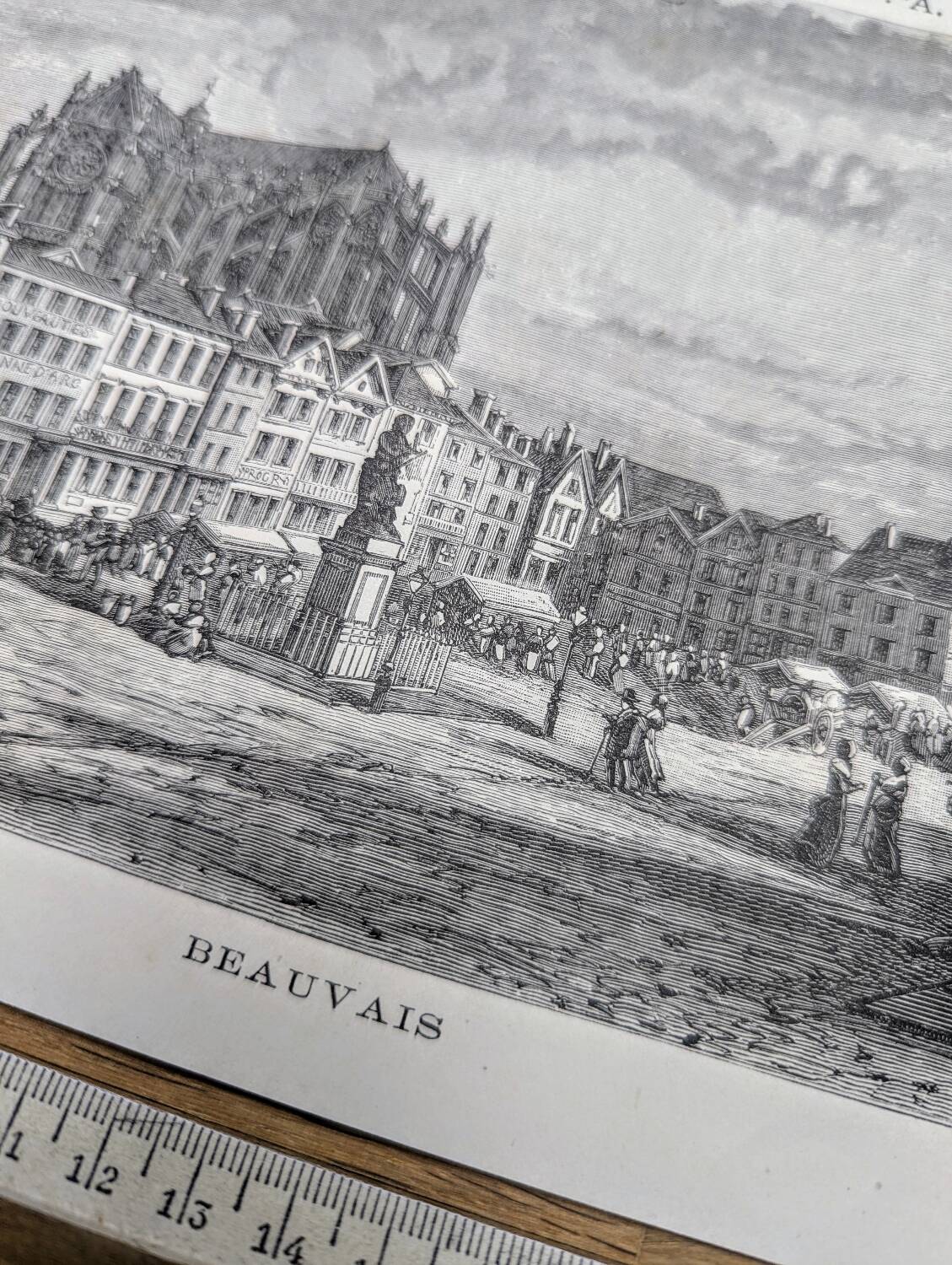 Beauvais, Oise, gravure vintage, imprimée en 1883