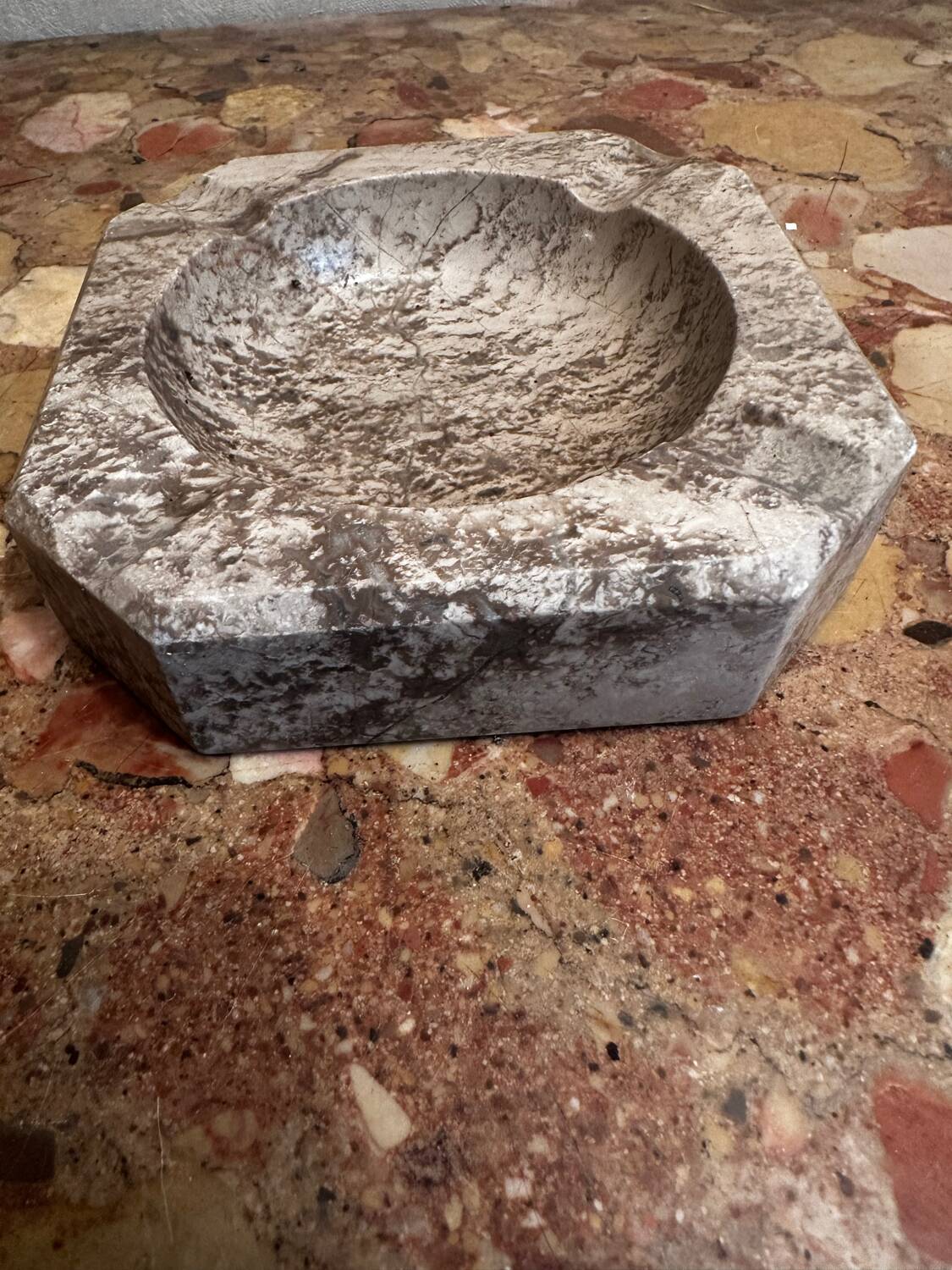 Ashtray, grey-beige marble catchall.