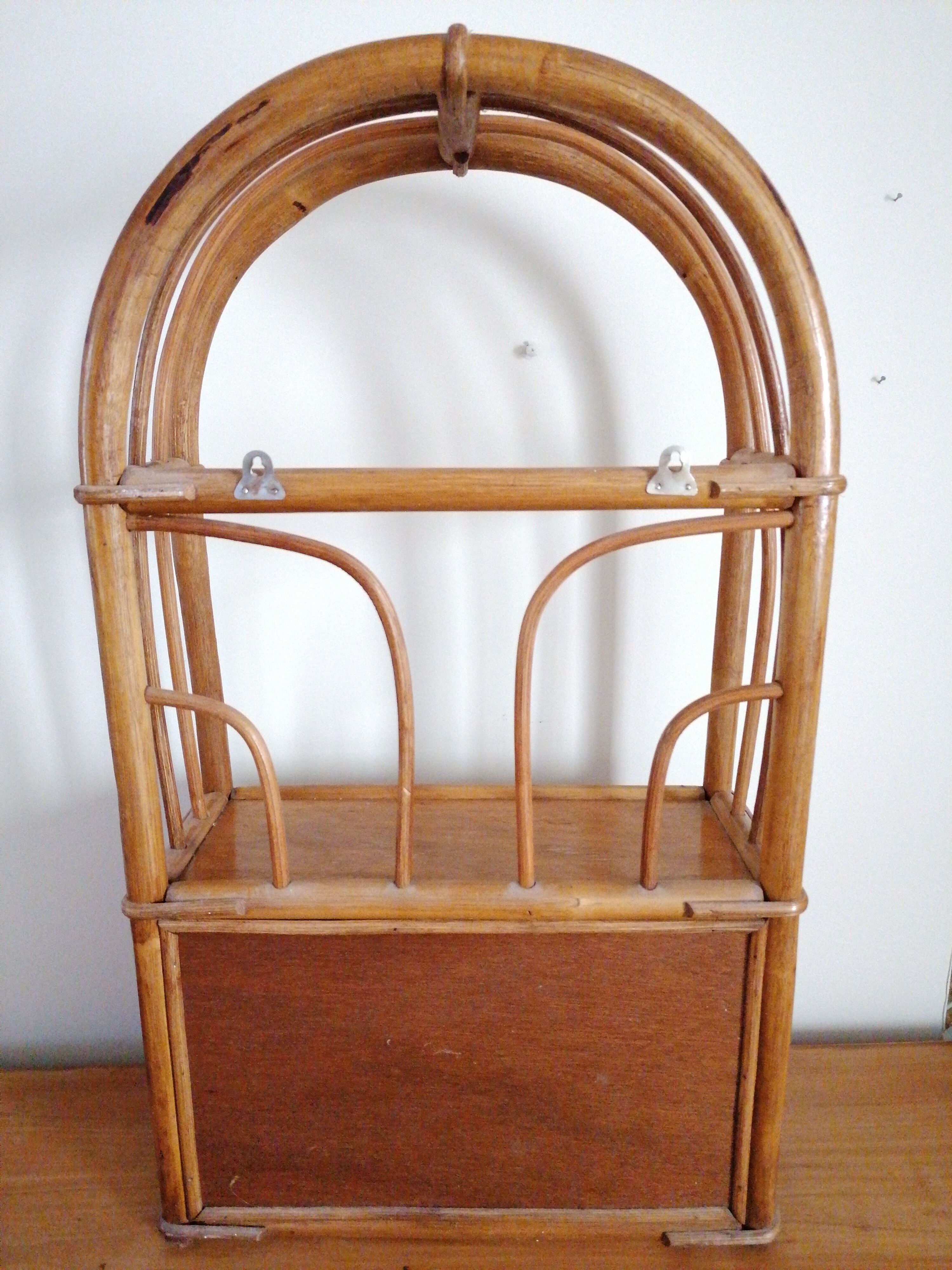 Vintage rattan wall shelf