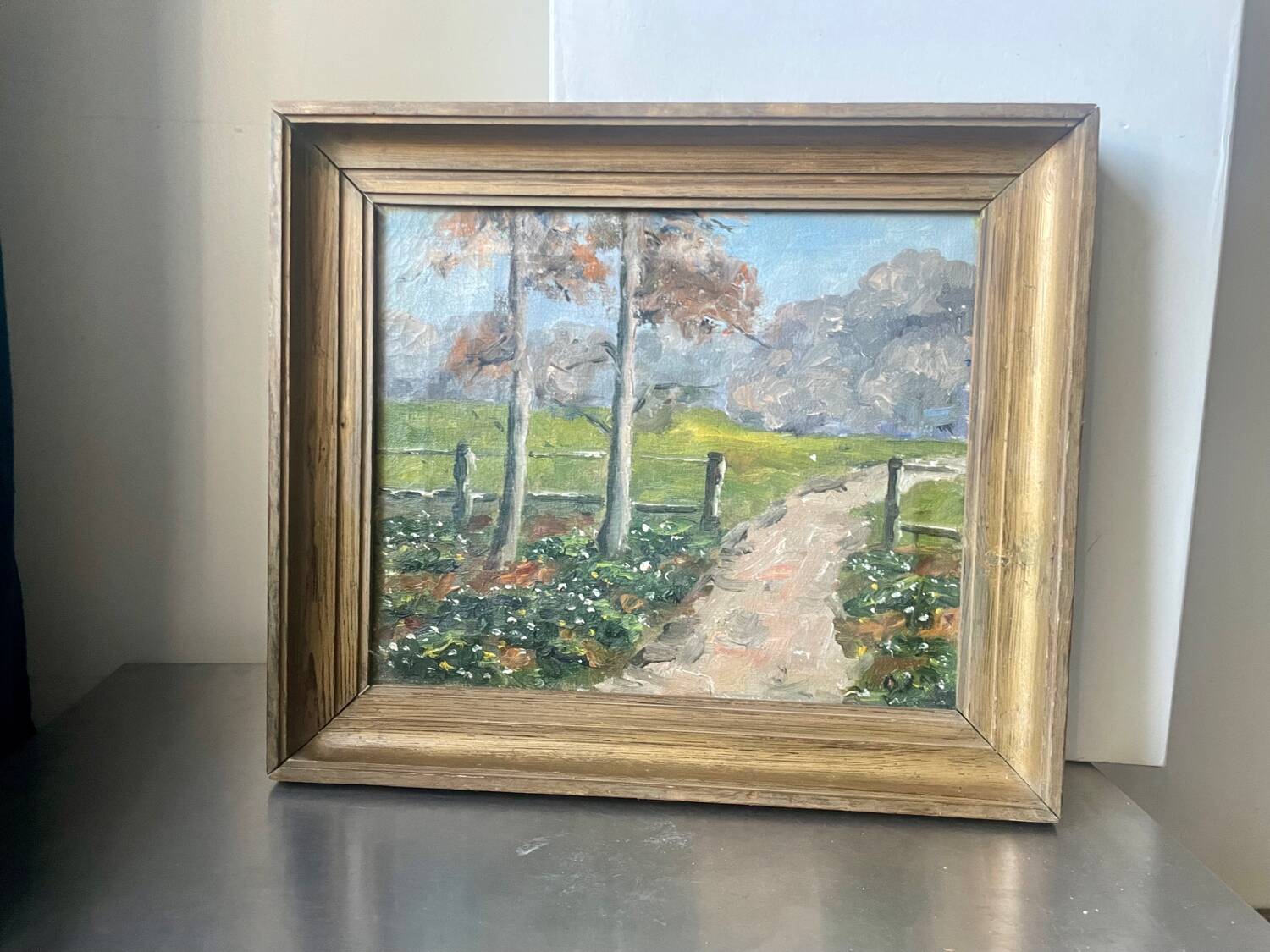 Vintage Landscape oil on canvas With Wooden frame