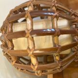 Pair of wall lights, rattan, 1950