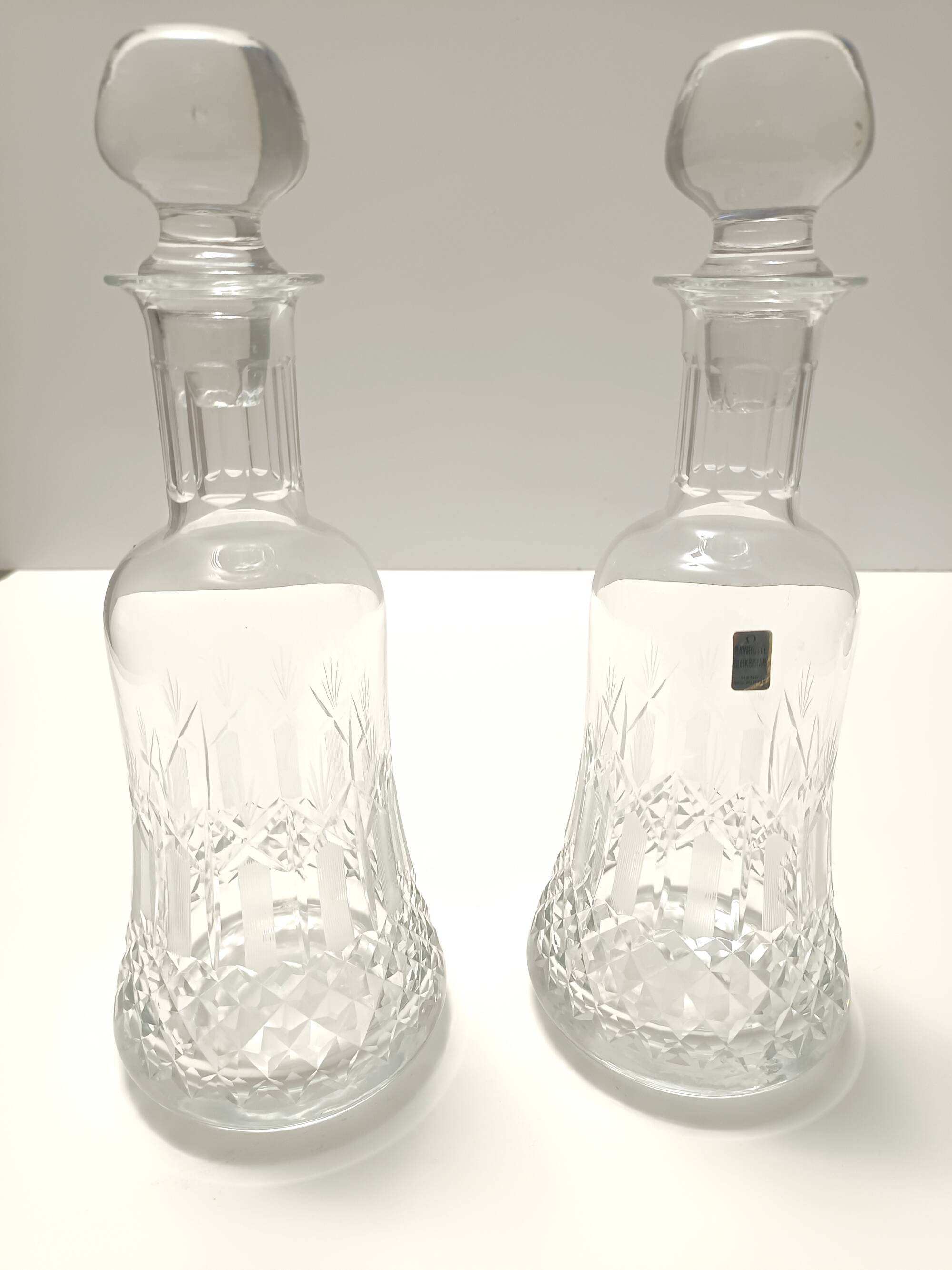 Pair of Transparent Crystal Decanter Bottles by Bleikristall, Germany
