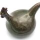 Coq vintage en grès émaillé vert olive