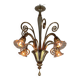 Venetian chandelier in gilded Murano glass, 4 light arms, circa 1940