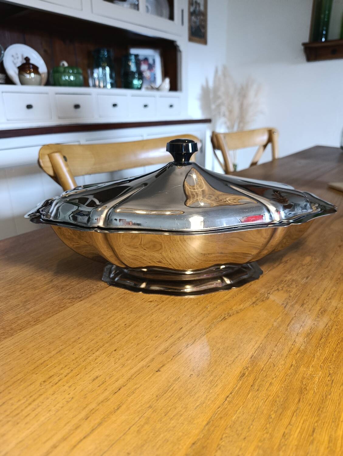 Vintage stainless steel soup tureen