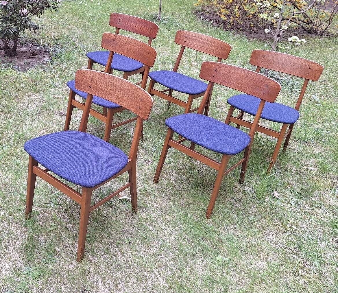 Mid century set of 6 teak dining chairs by Farstrup, Denmark 1960s