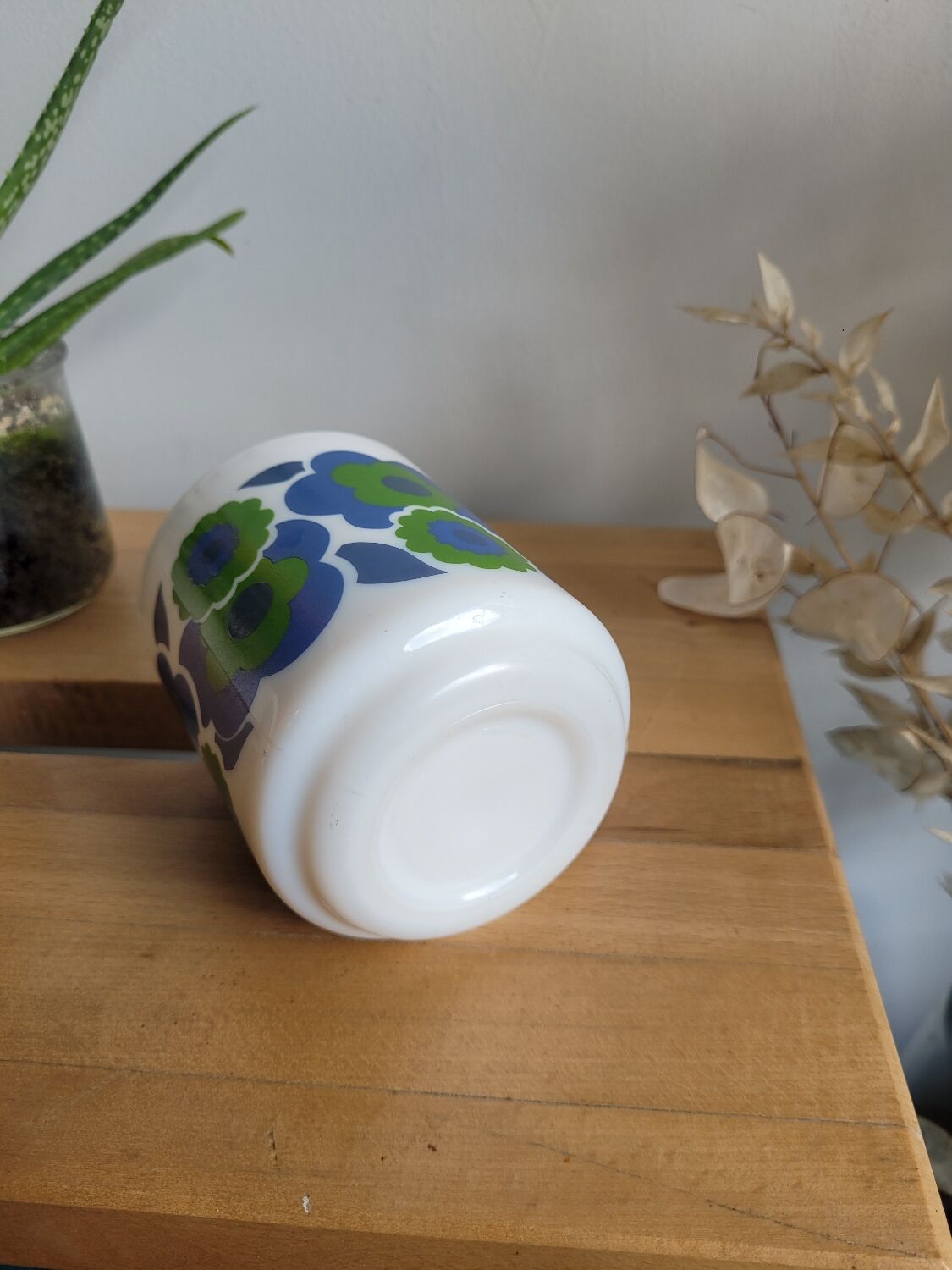 Mug opaline Lotus green and blue