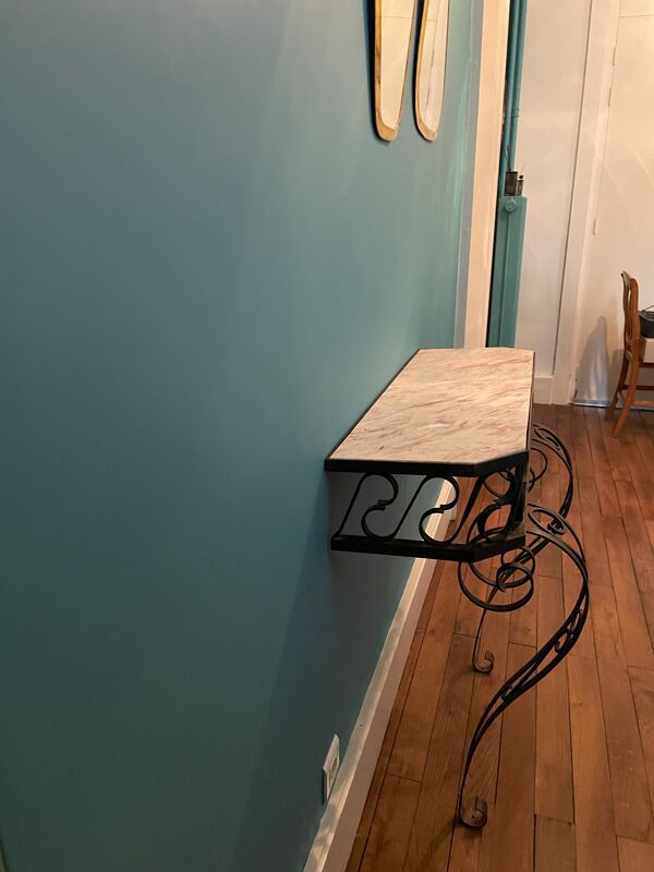 Console en fer forgé et marbre