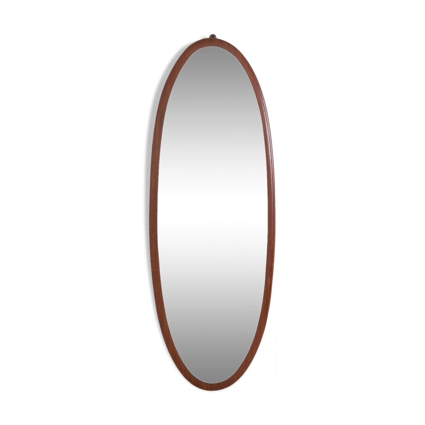 Miroir italien cadre ovale en acajou années 60