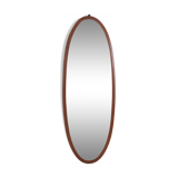 Italian mid-century oval, solid  mahogany frame mirror from the 60