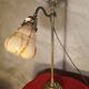 Lampe de bureau réglable ancienne en laiton et verre