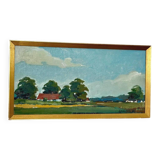 Original Swedish Oil on Canvas – “Landscape with Farms” by Schörström
