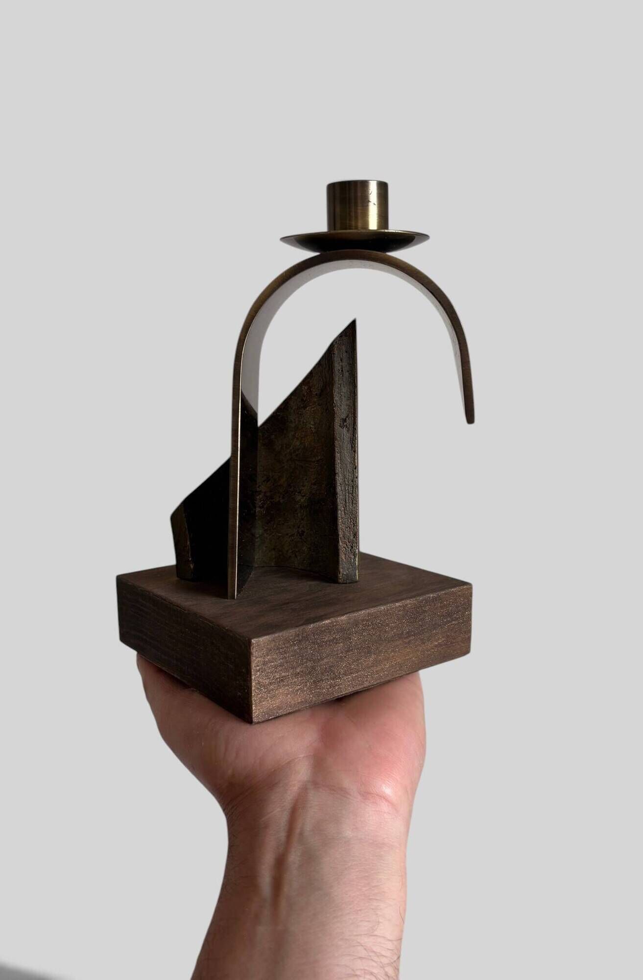 Pair of Brutalist Sculptural Candleholders by Arte Romera, Spain, 1980s