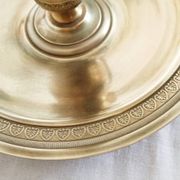 Gilded bronze hot water bottle lamp, Empire style, beige metal lampshade