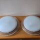 Pair of wall lights or ceiling lights in pressed glass and opaline - vintage design 80