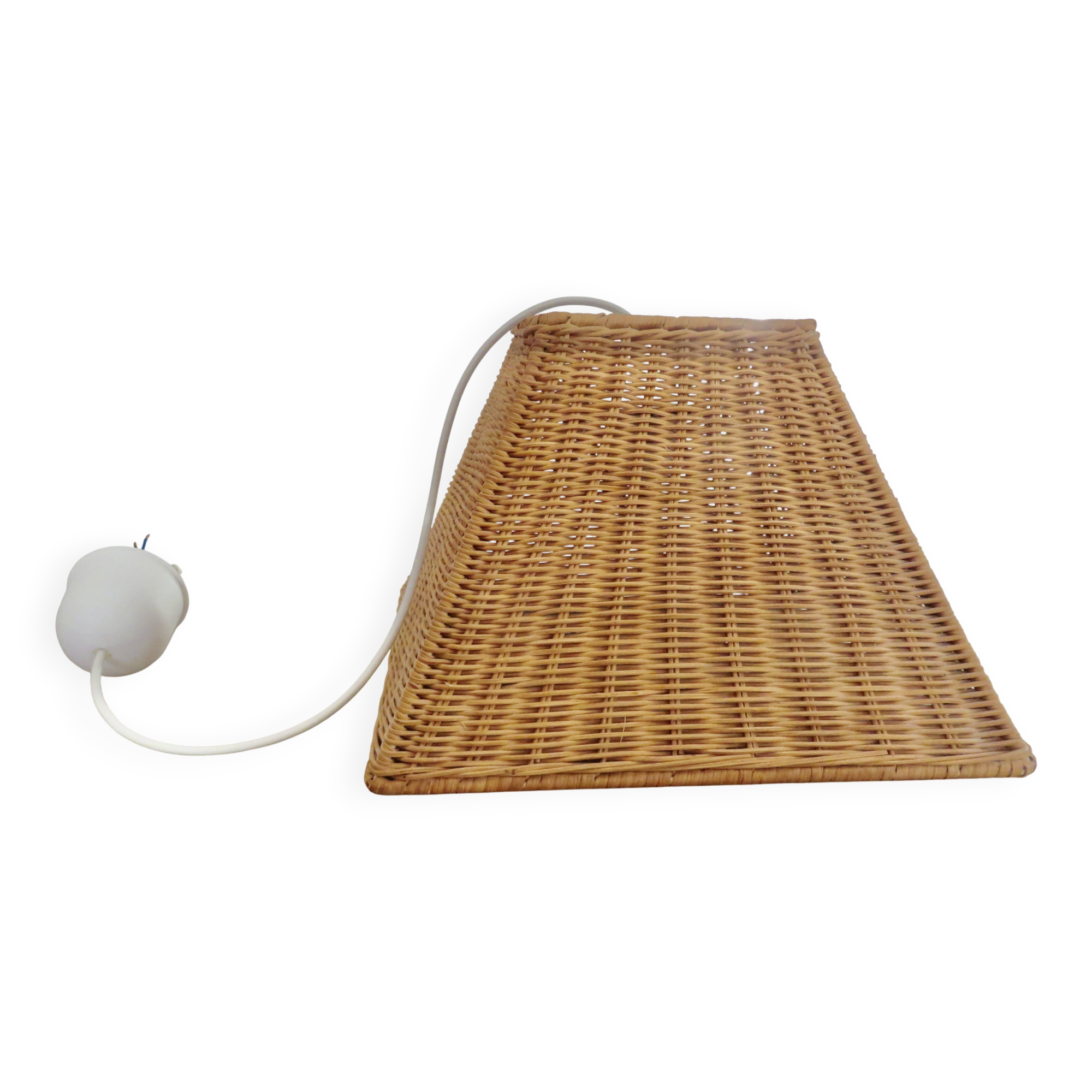 Large 1970s rattan pendant light