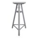 Tripod sculptor's stool in grey painted wood with a rotating top.