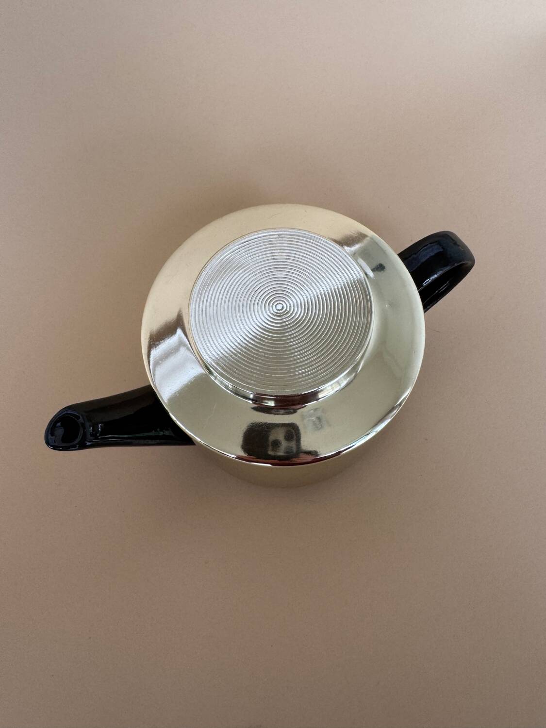 Vintage Modernist Set Of 6 Glass Coffee/Tea Cups With Ceramic Teapot