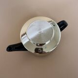 Vintage Modernist Set Of 6 Glass Coffee/Tea Cups With Ceramic Teapot