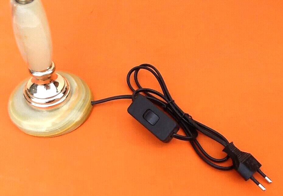 1970s Tulip table lamp Onyx stone and brass Tulip shaped lampshade